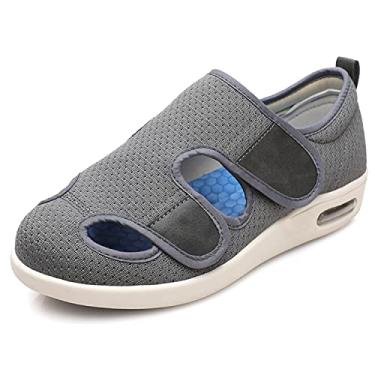 Imagem de JBTNBX Tênis feminino para diabéticos, larguras extralargas, ajustáveis, para idosos, edema, pés inchados, Cinza, 39