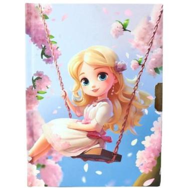 Imagem de Diário Menina No Balanço Livro De Segredos Infantil C/ Chave - D Prese