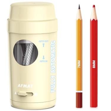 Imagem de AFMAT Apontador de lápis elétrico PSX8, entrada e saída automática, apontador de lápis totalmente automático para lápis de cor, apontadores de mãos livres recarregáveis para lápis de 7 a 8 mm, bom