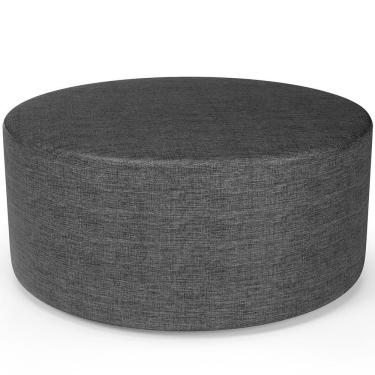 Imagem de Puff Redondo Orgânico Para Living 90cm Lola W01 Linho Cinza Escuro - Lyam Decor