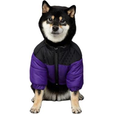 Imagem de Casaco quente de inverno para cães pequenos e médios gatos - Casaco grosso corta-vento roupas de inverno para clima frio dia de neve (roxo, GG (Peito: 56 cm / Sugestão: 6,3 a 10,4 kg))