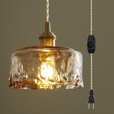 Imagem de Sedelan Luminária Pendente Com Tomada, Luminárias De Vidro Fio, Ilha Cozinha Regulável, Vintage Para Sala Estar, Quarto E Corredor