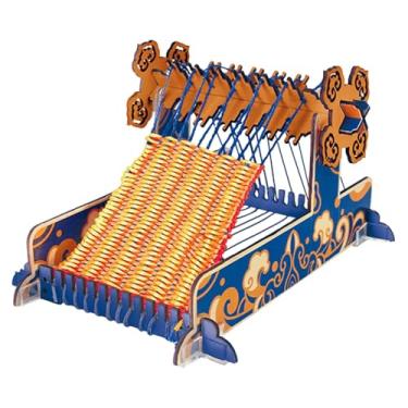 Imagem de Vaveren Máquina de Tricô Manual Infantil para Iniciantes, 19,5x19,5x19cm, Estrutura de Madeira, Fios Inclusos