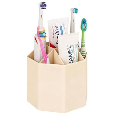 Imagem de Linkidea Suporte de escova de dentes elétrico, suporte de pasta de dente de bancada de plástico, organizador de 5 compartimentos compatível com a série Oral-B iO, Philips Sonicare ProtectiveClean