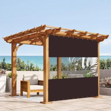 Imagem de Cortina de vinil para ambientes externos com painel de lona transparente 340 g, pacote com 1 – cortina 100% resistente ao clima – com ilhós à prova de ferrugem – para pérgola, varanda, gazebos (18 x 38 cm, café)