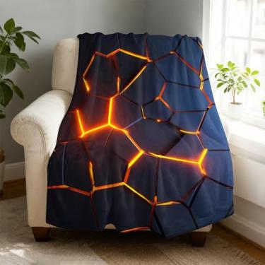 Imagem de Cobertor de lã geométrico de chama 101,6 x 127 cm para sofá cama, cobertor de flanela de microfibra super macio e aconchegante leve para mulheres, homens e crianças