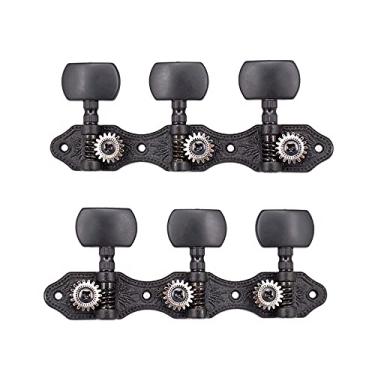 Imagem de LiebeWH 1 par de Pinos de Chave de Afinação de 35 Mm, Cabeças de Máquina Clássicas Pretas, Conjunto de Relação de Engrenagem 1:18 para Guitarras Flamencas, Feito de Plástico, Liga de