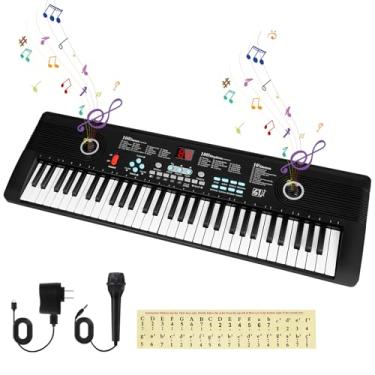 Imagem de Teclado de piano de 61 teclas, piano digital eletrônico portátil, alto-falantes duplos embutidos, microfone externo, plugue de energia, rico conteúdo de ensino, piano eletrônico multifuncional