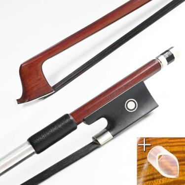 Imagem de VINGOBOW Arco de violino Brazilwood 4/4 tamanho completo 74,5 cm sapo ébano natural mongol crina de cavalo preto bem equilibrado tom quente