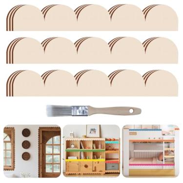 Imagem de Moldagem decorativa de acabamento de madeira - Moldagem de madeira de borda recortada inacabada para parede, armário, prateleira, janela e porta - Decoração de casa DIY (pacote com 12, 40 cm x 6,4 cm)