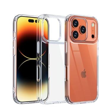 Imagem de ONES Capa fina transparente para iPhone 17 Pro Max, [PC + TPU híbrido] [proteção contra quedas de nível militar] [antiamarelo][antiderrapante], capa rígida de silicone à prova de choque para iPhone 17