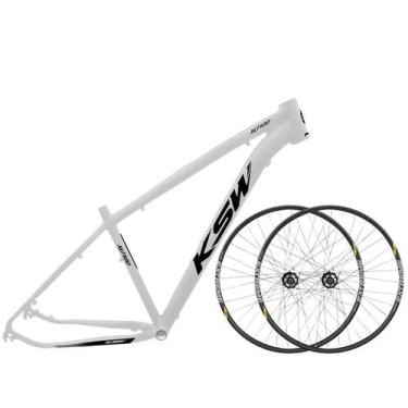 Imagem de Quadro MTB 29 KSW XLT100 + Par Roda Aro 29 Extreme Rosca, Branco, Pret