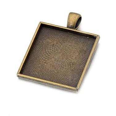 Imagem de SHUNAE 20 peças 25 mm Bronze Prata Cabochão Pingente Configuração Base Joias DIY Bandejas em Branco para Fazer Colar e Chaveiros (Bronze)