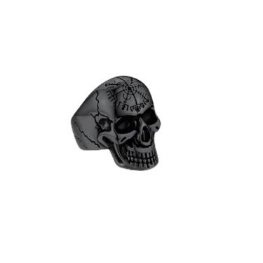Imagem de Anel de caveira gótica para mulheres e homens, banhado a ouro/preto/prata, estilo vintage, estilo motociclista, tamanho 7-14, 8, Aço inoxidável, Sem pedra preciosa