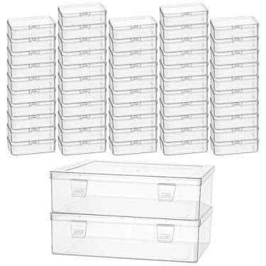 Imagem de Goodma Organizadores de contas pequenas, 54 caixas de armazenamento de plástico, mini recipientes transparentes, retangulares, caixas de suprimentos para artesanato com tampa articulada