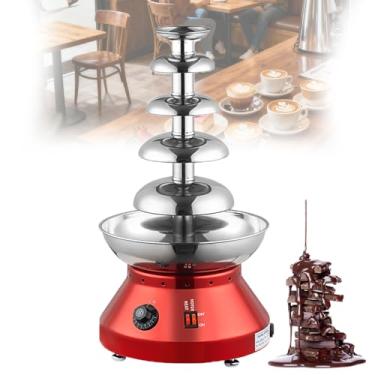 Imagem de Fonte de Fondue de Chocolate de 5Níveis,Torre de Alimentação Desmontável em Aço Inoxidável 3000ml,Temperatura Ajustável de 30° a 110° com Pés Antiderrapantes para Festas,Casamentos