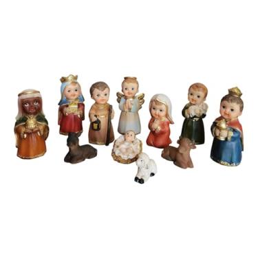 Imagem de Dynwave Conjunto de 11 peças de miniaturas de presépio católico de 9 cm para artesanato e colecionadores, ideal para decoração de escritório.
