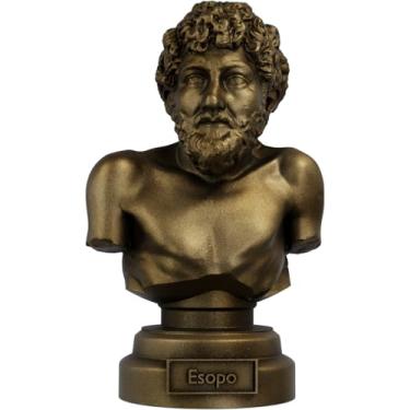 Imagem de Estátua Busto Esopo - Escritor Grego (Cor Ouro Velho)