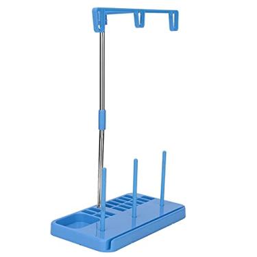 Imagem de Suporte de rack de linha com 3 carretéis, acessórios removíveis e estáveis ​​para máquinas de costura para costura doméstica, bordado, plástico, aço inoxidável, organizador de (Azul celeste)