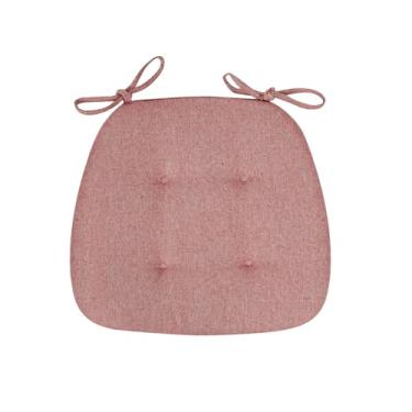 Imagem de Almofadas para cadeiras de cozinha, tecido de cor misto gordo almofadas cadeiras sala de jantar com fitas, terraço almofadas para bancos de cozinha rede 2 peças