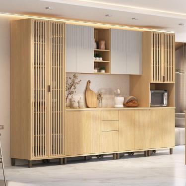 Imagem de Cozinha Completa 100% Mdf 6 Pçs Aura Luciane Móveis Carvalho/carvalho/cinza Cristal