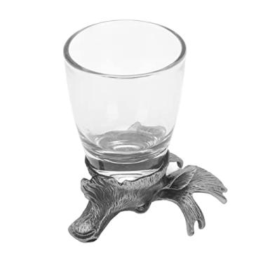 Imagem de Copo de uísque, estilo cervo, requintado, estável, durável, metal, festa, casamento, coquetel, vidro, animal, cabeça, shotglassdrinkingGlass.