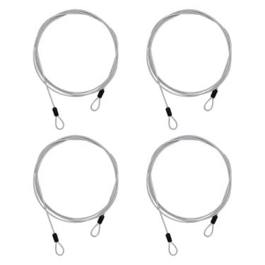 Imagem de SWZHAI Cabo de segurança de 1,8 m, cabo de segurança revestido de aço trançado de 3 mm, cabo de aço flexível, laços duplos para uso externo, varal, prata (pacote com 4)