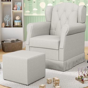 Imagem de Poltrona De Amamentação Balanço E Puff Lucy P04 Linho Off White - Mpozenato
