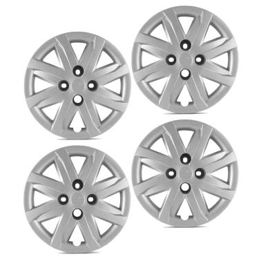 Imagem de Jogo De Calota Gol Voyage Saveiro G5 2012 2013 Aro 14 Cubo Alto Prata