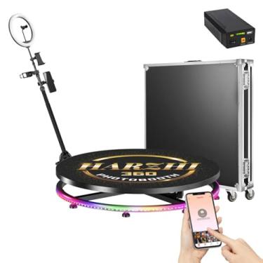 Imagem de HARZHI Cabine fotográfica 360 com estojo de voo, máquina de cabine fotográfica 360 para festas de Natal, casamento, bateria gratuita e carregador portátil, software app controle remoto acessórios de