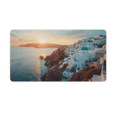Imagem de FoRes Santorini Greece Sunset Beautiful Large Mouse Pads Gaming Antiderrapante Base de Borracha Tapete de Mesa Laptop Acessórios de Computador Suprimentos Bloco de Escrita para Escritório Casa 40 X 75