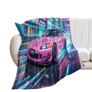 Imagem de HouLaiZhe Cobertor Super Macio Flanela JDM Carro S2000 Esportes Neon City Cobertores de Refrigeração Leve para Sofá-Cama Cadeira Sofá Carro Viagem ao Ar Livre Leve Quente 101,6 cm x 127 cm