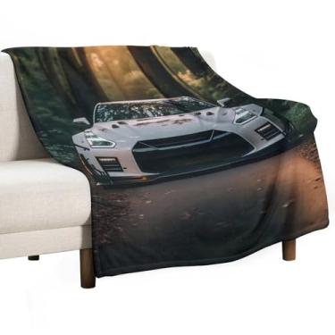 Imagem de HouLaiZhe Cobertor super macio de flanela JDM carro R35 esporte selva leve cobertores refrescantes para sofá-cama cadeira sofá carro viagem ao ar livre leve quente 152 x 203 cm