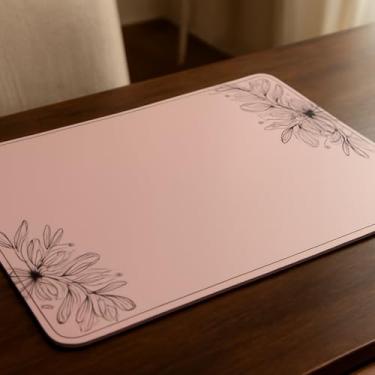 Imagem de Conjunto 4 Lugares Jogo Americano De Mesa, Impermeável Polipropileno Retangular 43cm x 28cm Resistente Fácil De Limpar (Flores)