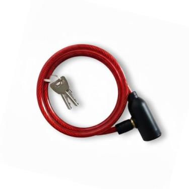 Imagem de Trava de Segurança para Bicicleta 65cm com 2 Chaves – Cabo de Aço Revestido em PVC, Ideal para Capacete, Portão e Mochila