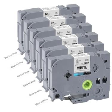 Imagem de Pacote com 6 12 mm 0,47 TZe TZ Fita de substituição para Brother P Touch Label Tape TZe-231 TZe231 compatível com Brother PT-D210 PT-D220 PT-H110 PT-D410 PT-PT-P710BT