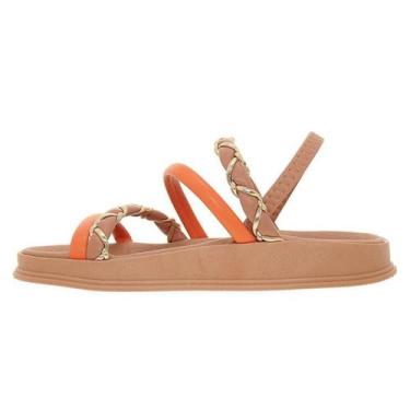 Imagem de Sandália Moleca Feminina Rasteira Tiras Corrente Dourada Conforto -, N