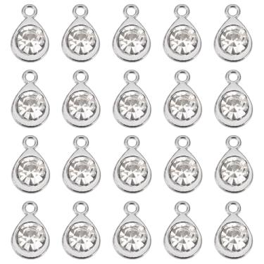 Imagem de Spritewelry Berloques de pedra do mês de nascimento de vidro, pingentes redondos de cristal de strass, pingentes de pedra de nascimento de cristal para fabricação de joias, colar, brinco, Metal não