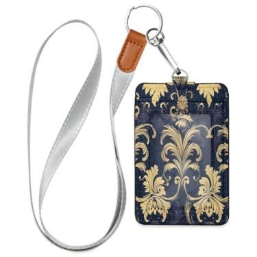 Imagem de Wassud Cordões de couro PU com padrão decorativo elegante para crachás de identificação, porta-chaves, porta-crachás, cartões de crédito para escritórios, funcionários, estudantes, funcionários