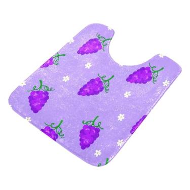 Imagem de Burbuja Tapete de banheiro de uva, tapete de banho absorvente de pelúcia macio, base antiderrapante para piso de banheiro, oval em forma de U