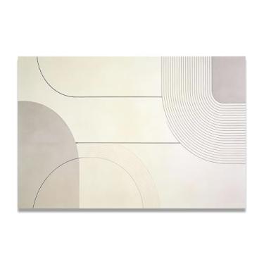 Imagem de LKXGRRSFG Arte em tela minimalista círculo simples: Serenidade tons neutros grande área em branco para decoração de espaço calmo 60 x 75 cm sem moldura