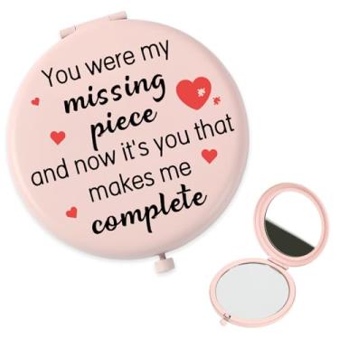 Imagem de Tamnioa Presentes para namorada meias esposa presente de dia dos namorados presente para ela, espelho compacto rosa maquiagem espelho bolso acessórios lupa portátil espelhos de viagem namorado