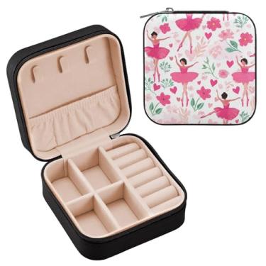 Imagem de YETTASBIN Caixa de joias de dança de balé para adolescentes, meninas, mulheres, presente de aniversário, Natal, caixa de armazenamento portátil de couro PU, mini estojo de joias de viagem para colar