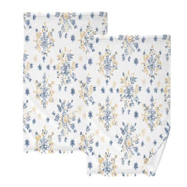 Imagem de CEBUGI Conjunto de 2 toalhas de banho - toalhas de algodão macio para lavar o rosto - toalhas de banho de mão para cuidados com a pele do banheiro | 41 x 71 cm | Flocos de neve