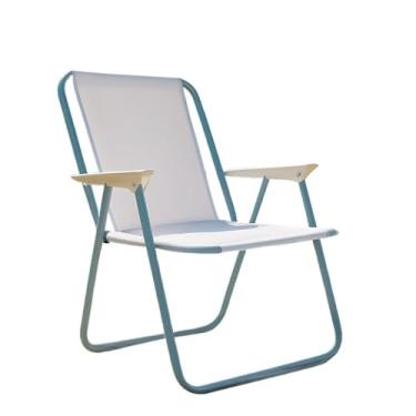 Imagem de Cadeira de Praia em Aço Inoxidável – Dobrável com Molas, Tecido Reforçado e Suporte até 120kg(Branco)