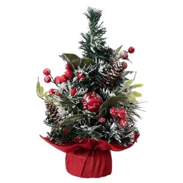 Imagem de Conjunto de mini árvore de Natal de 30 cm/40 cm, árvore de Natal flocada para decoração de festas de fim de ano, planta artificial (Rojo, 30 cm)