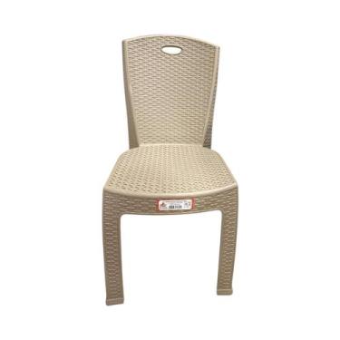 Imagem de Cadeira Plástica Bistrô Rattan - A.J.A., Bege Camurça