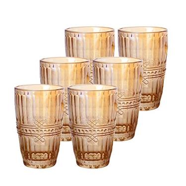 Imagem de Jogo de 6 copos Fratello em vidro 355ml A13cm cor ambar luster-ÂMBAR LUSTER - L Hermitage- Full Fit