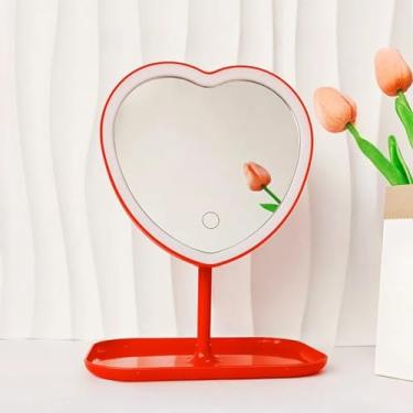 Imagem de CWPJUNDGP Espelho de LED com espelho de luz para espelho de mesa de dormitório