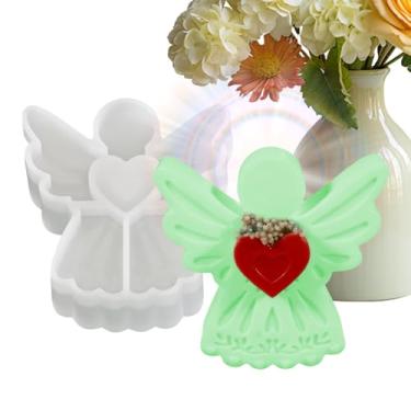 Imagem de Moldes de resina epóxi de silicone - coração anjo reutilizável, antiaderente, moldes de silicone angulares para artesanato - para , , gesso, artes e artesanato, decoração de casa